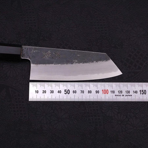 Kiritsuke Ko-Santoku White Steel #2 Kurouchi Büffelhorn und Magnolienholz Griff 135mm-[Musashi]-[Japan-Küchenmesser]