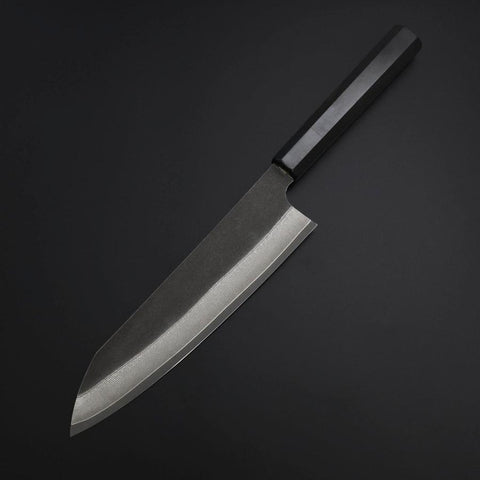 Kiritsuke Kobalt Edelstahl HRC62 Kurouchi Damast Büffelhorn und Ebenholz Griff 210mm-[Musashi]-[Japan-Küchenmesser]
