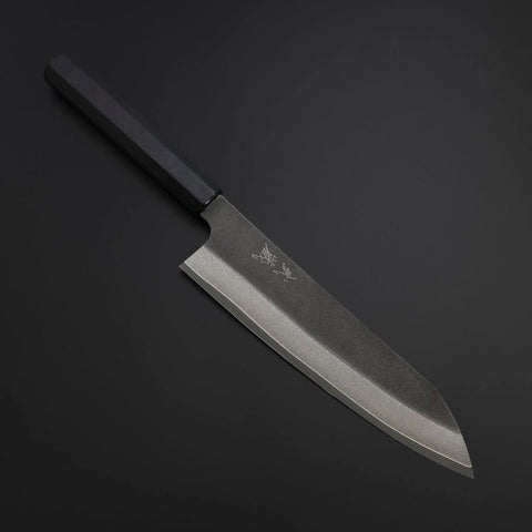Kiritsuke Kobalt Edelstahl HRC62 Kurouchi Damast Büffelhorn und Ebenholz Griff 210mm-[Musashi]-[Japan-Küchenmesser]