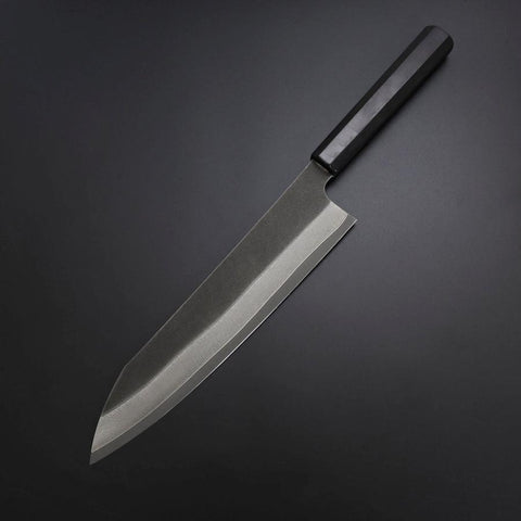 Kiritsuke Kobalt Edelstahl HRC62 Kurouchi Damast Büffelhorn und Ebenholz Griff 240mm-[Musashi]-[Japan-Küchenmesser]