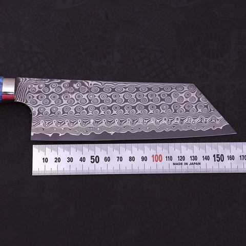 Kiritsuke Nakiri SG-2 Damast Blauer Türkis Griff 170mm-[Musashi]-[Japan-Küchenmesser]
