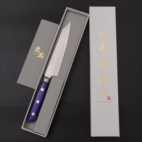 Kiritsuke Petty AUS-10 Tsuchime Blauer Westlicher Griff 145mm-[Musashi]-[Japan-Küchenmesser]