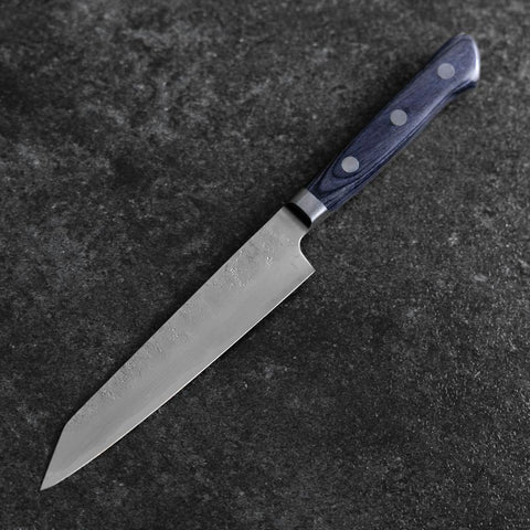 Kiritsuke Petty Blue Steel #2 Nashiji Edelstahlummantelung Westlicher Dunkelblauer Griff 140mm-[Musashi]-[Japan-Küchenmesser]