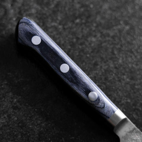 Kiritsuke Petty Blue Steel #2 Nashiji Edelstahlummantelung Westlicher Dunkelblauer Griff 140mm-[Musashi]-[Japan-Küchenmesser]