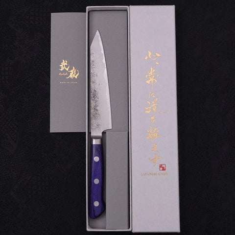 Kiritsuke Petty Blue Steel #2 Nashiji Stainless Clad Blue Western Handle 140mm (5.5”)-[Musashi]-[Japan-Küchenmesser]