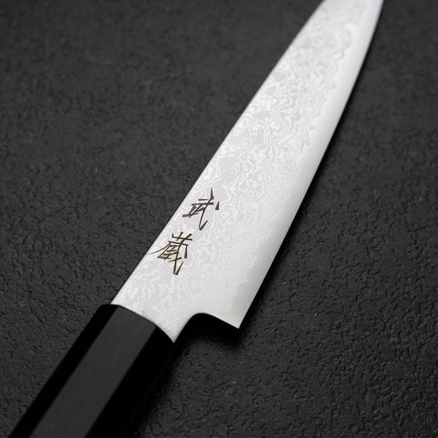 Kiritsuke Petty VG-10 Damascus Ebony Handle 110mm-[Musashi]-[Japanese-Kitchen-Knives]