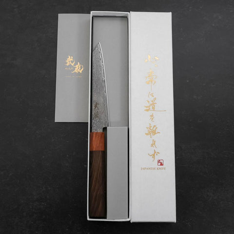 Kiritsuke Petty VG-10 Damascus Shitan Ebony Handle 135mm (5.3”)-[Musashi]-[Japan-Küchenmesser]
