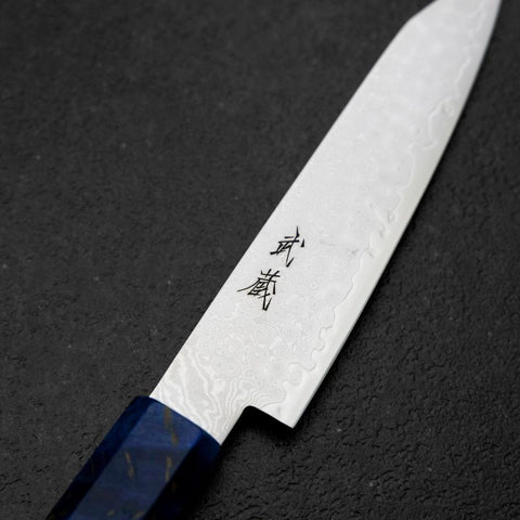 Kiritsuke Petty VG-10 Damast Blauer Birkenholz Griff 120mm-[Musashi]-[Japan-Küchenmesser]