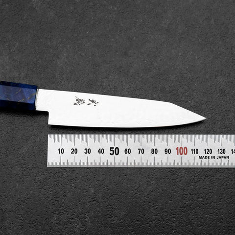 Kiritsuke Petty VG-10 Damast Blauer Birkenholz Griff 120mm-[Musashi]-[Japan-Küchenmesser]