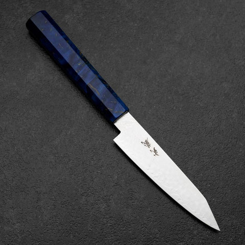 Kiritsuke Petty VG-10 Damast Blauer Birkenholz Griff 120mm-[Musashi]-[Japan-Küchenmesser]