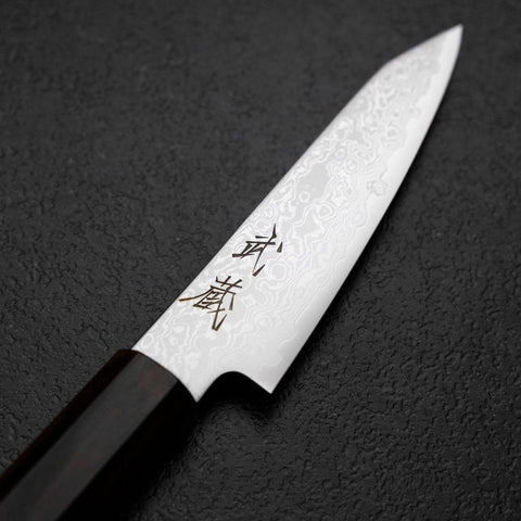 Kiritsuke Petty VG-10 Damast Ebenholz Griff 100mm-[Musashi]-[Japan-Küchenmesser]