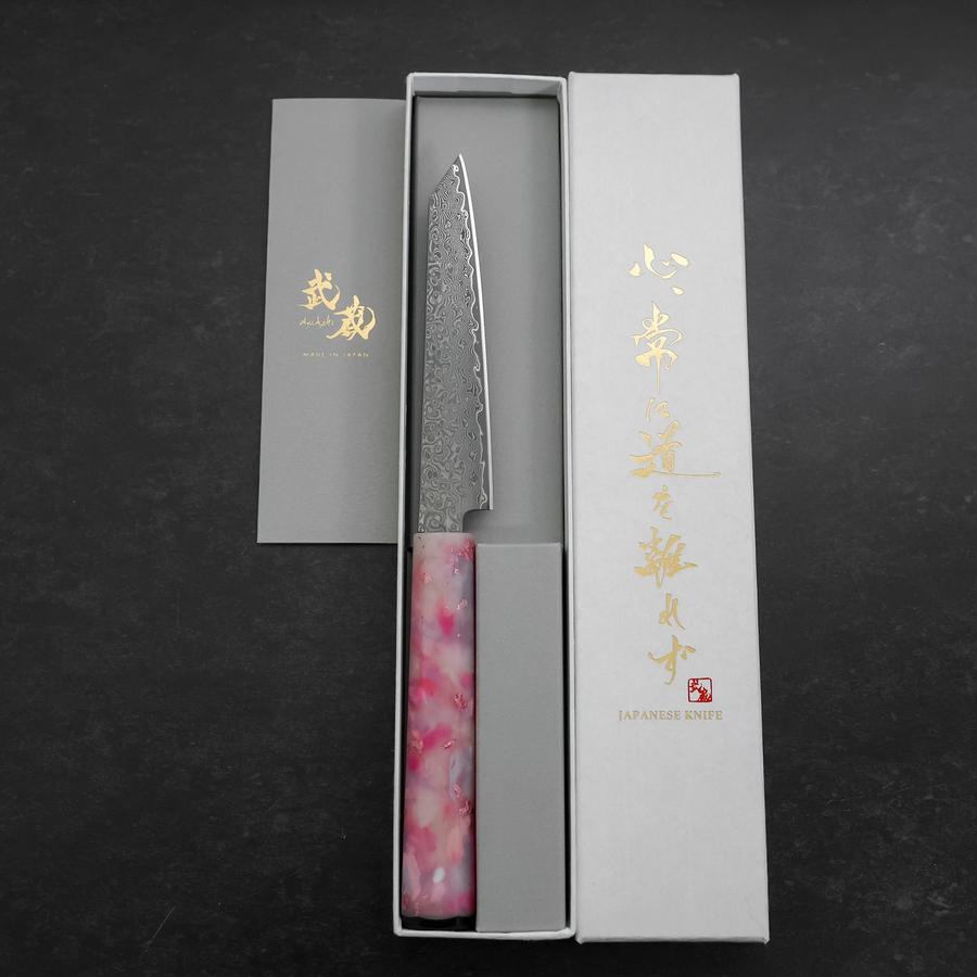 Kiritsuke Petty VG-10 Damast Ozeanplastik Sakura Rose Gold Griff 130mm-[Musashi]-[Japan-Küchenmesser]