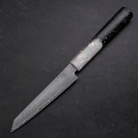 Kiritsuke Petty VG-10 Damast Weiß-Schwarzer Ozeanplastik Griff mit Blattgold 130mm-[Musashi]-[Japan-Küchenmesser]