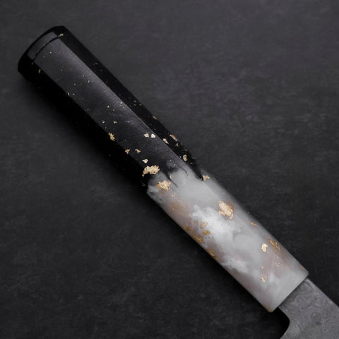 Kiritsuke Petty VG-10 Damast Weiß-Schwarzer Ozeanplastik Griff mit Blattgold 130mm-[Musashi]-[Japan-Küchenmesser]