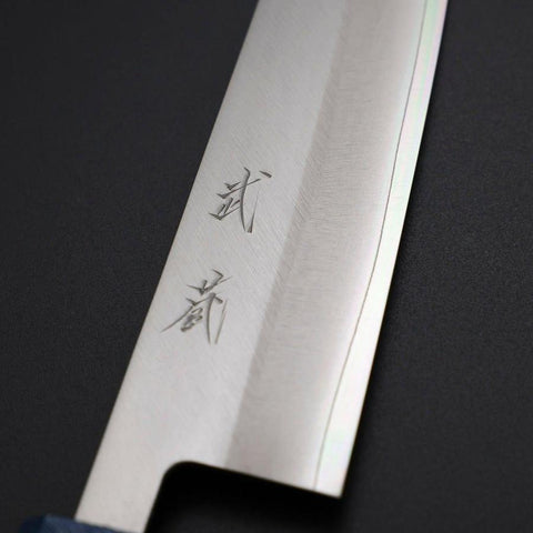 Kiritsuke Petty VG-10 Poliert Blauer Urushi Griff 125mm-[Musashi]-[Japan-Küchenmesser]