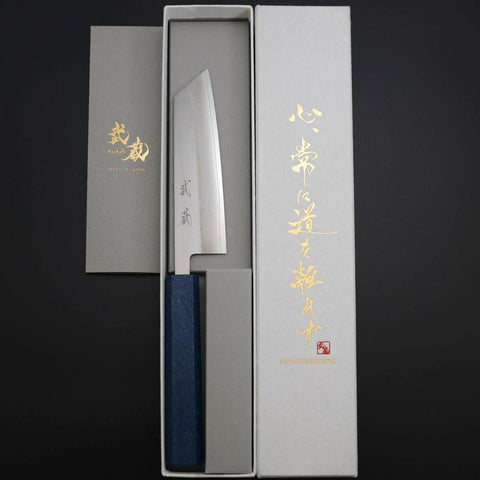 Kiritsuke Petty VG-10 Poliert Blauer Urushi Griff 125mm-[Musashi]-[Japan-Küchenmesser]