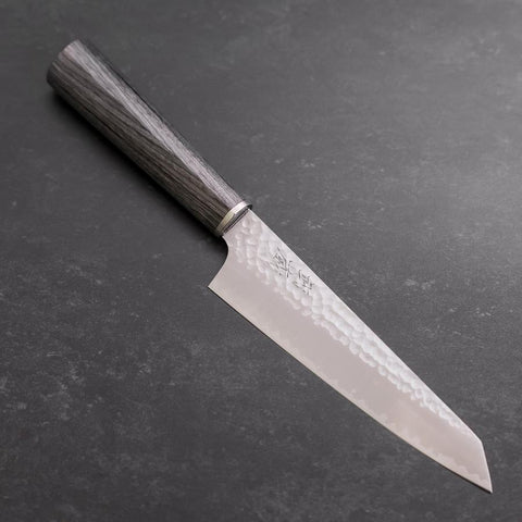 Kiritsuke Petty VG-10 Tsuchime Kohlefarbener Kirschgriff 150mm-[Musashi]-[Japan-Küchenmesser]