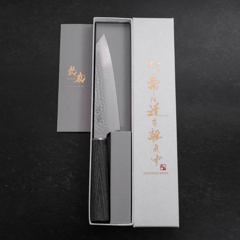 Kiritsuke Petty VG-10 Tsuchime Kohlefarbener Kirschholz Griff 150mm-[Musashi]-[Japan-Küchenmesser]