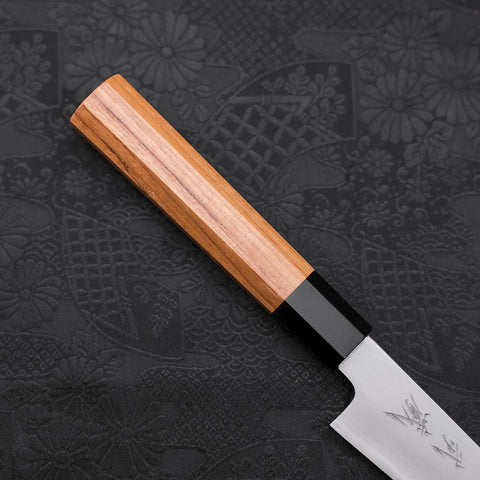 Kiritsuke Petty White Steel #2 Kasumi Büffelhorn und Teakholz Griff 120mm-[Musashi]-[Japan-Küchenmesser]