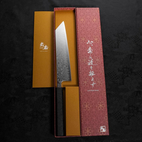 Kiritsuke SLD Wellen Nickel Damast Schwarzer Ishime Urushi Griff 210mm-[Musashi]-[Japan-Küchenmesser]