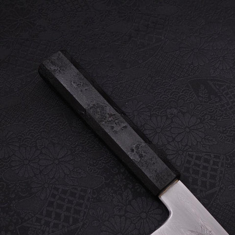 Kiritsuke Santoku Blue Steel #1 Suminagashi Schwarzer Ishime Griff 170mm-[Musashi]-[Japan-Küchenmesser]