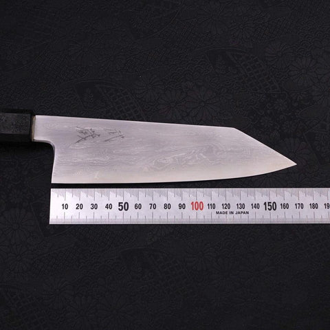 Kiritsuke Santoku Blue Steel #1 Suminagashi Schwarzer Ishime Griff 170mm-[Musashi]-[Japan-Küchenmesser]