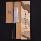 Kiritsuke Santoku Blue Steel #1 Suminagashi Schwarzer Ishime Griff 170mm-[Musashi]-[Japan-Küchenmesser]