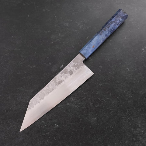 Kiritsuke Santoku Silver Steel #3 Nashiji Blauer Ahornholz Griff 180mm-[Musashi]-[Japan-Küchenmesser]