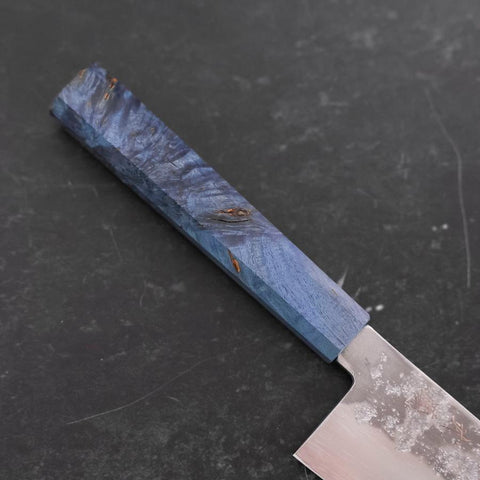Kiritsuke Santoku Silver Steel #3 Nashiji Blauer Ahornholz Griff 180mm-[Musashi]-[Japan-Küchenmesser]