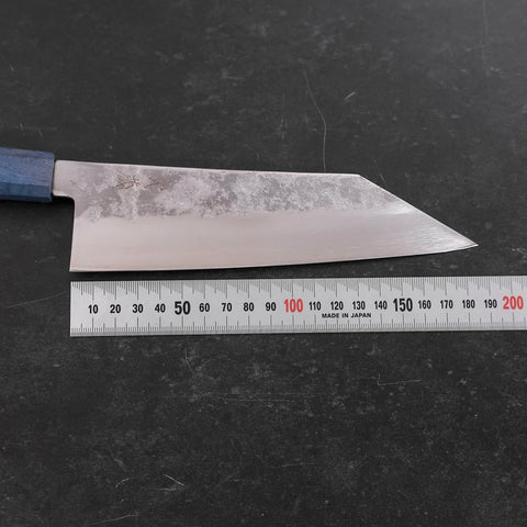 Kiritsuke Santoku Silver Steel #3 Nashiji Blauer Ahornholz Griff 180mm-[Musashi]-[Japan-Küchenmesser]