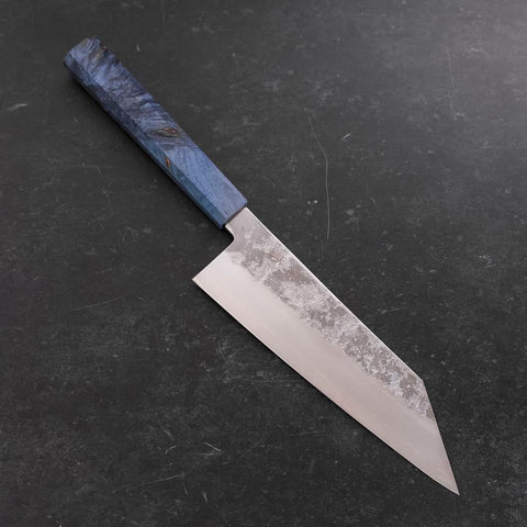 Kiritsuke Santoku Silver Steel #3 Nashiji Blauer Ahornholz Griff 180mm-[Musashi]-[Japan-Küchenmesser]