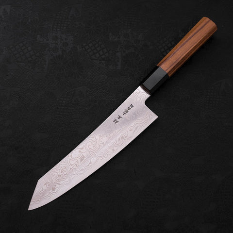 Kiritsuke Silver Steel #3 Damast Büffelhorn und Teakholz Griff 210mm-[Musashi]-[Japan-Küchenmesser]