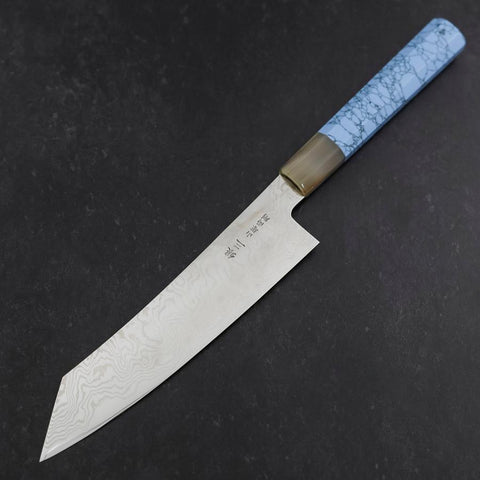 Kiritsuke Silver Steel #3 Nickel Damast Büffelhorn und Türkis Griff 210mm-[Musashi]-[Japan-Küchenmesser]