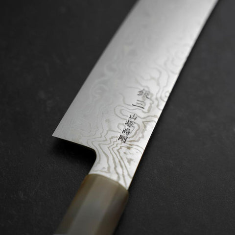 Kiritsuke Silver Steel #3 Nickel Damast Büffelhorn und Türkis Griff 210mm-[Musashi]-[Japan-Küchenmesser]