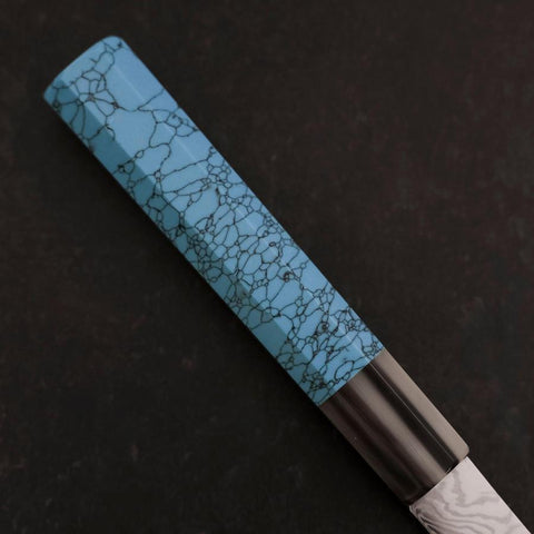 Kiritsuke Silver Steel #3 Nickel Damast Büffelhorn und Türkis Griff 210mm-[Musashi]-[Japan-Küchenmesser]