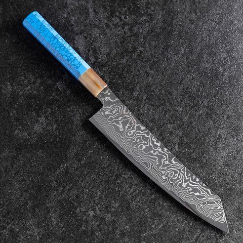 Kiritsuke Silver Steel #3 Nickel Damast Büffelhorn und Türkis Griff 230mm-[Musashi]-[Japan-Küchenmesser]
