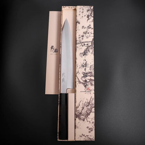 Kiritsuke Silver Steel #3 Poliert Büffelhorn und Ebenholz Griff 260mm-[Musashi]-[Japan-Küchenmesser]