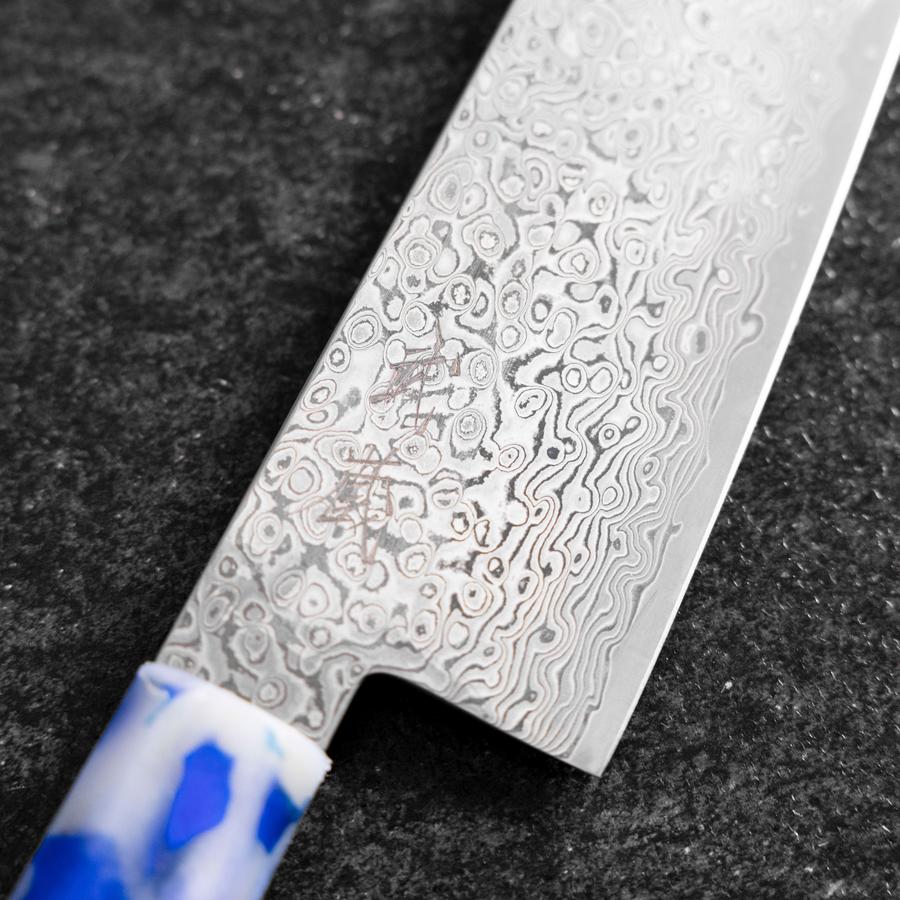 Kiritsuke VG-10 Damast Blau-Weißer Mix Ozeanplastik Griff 210mm-[Musashi]-[Japan-Küchenmesser]