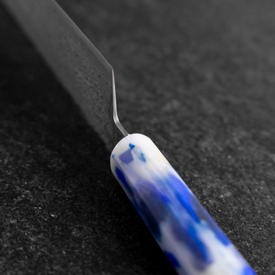 Kiritsuke VG-10 Damast Blau-Weißer Mix Ozeanplastik Griff 210mm-[Musashi]-[Japan-Küchenmesser]