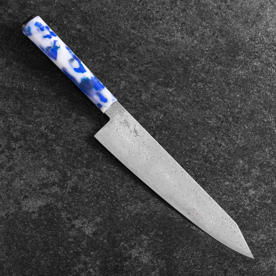 Kiritsuke VG-10 Damast Blau-Weißer Mix Ozeanplastik Griff 210mm-[Musashi]-[Japan-Küchenmesser]
