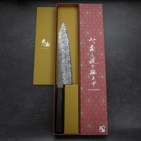 Kiritsuke VG-10 Kurozome Damast Büffelhorn und Ebenholz Griff 210mm-[Musashi]-[Japan-Küchenmesser]