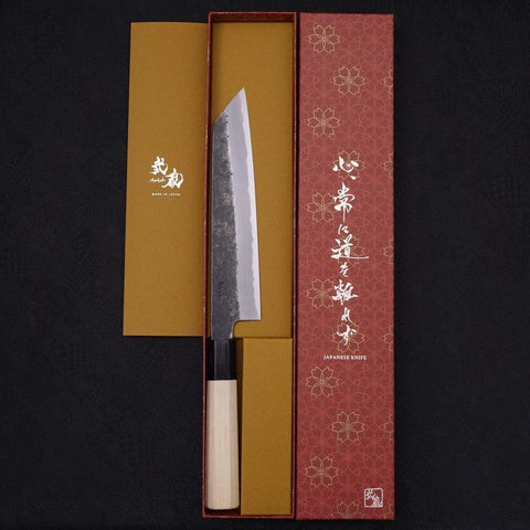 Kiritsuke White Steel #2 Kurouchi Büffelhorn und Magnolienholz Griff 200mm-[Musashi]-[Japan-Küchenmesser]