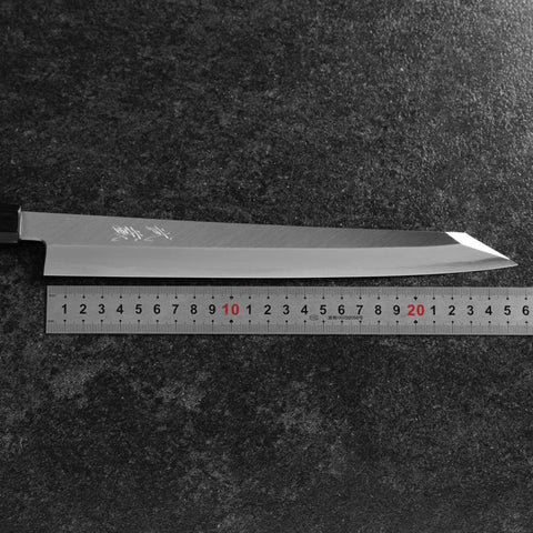 Kiritsuke Yanagiba Blue Steel #2 Kasumi Büffelhorn und Magnolienholz Griff 260mm-[Musashi]-[Japan-Küchenmesser]