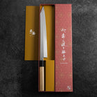 Kiritsuke Yanagiba Blue Steel #2 Kasumi Büffelhorn und Magnolienholz Griff 260mm-[Musashi]-[Japan-Küchenmesser]