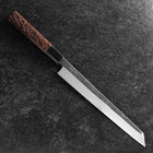 Kiritsuke Yanagiba Blue Steel #2 Kurouchi Büffelhorn und Wenge Griff 240mm-[Musashi]-[Japan-Küchenmesser]
