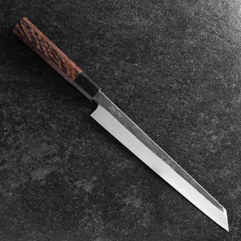 Kiritsuke Yanagiba Blue Steel #2 Kurouchi Büffelhorn und Wenge Griff 240mm-[Musashi]-[Japan-Küchenmesser]