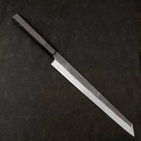 Kiritsuke Yanagiba Blue Steel #2, Kurouchi Büffelhorn und Wenge Griff, 270mm-[Musashi]-[Japan-Küchenmesser]