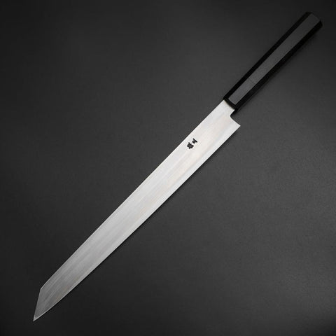 Kiritsuke Yanagiba Silver Steel #3 Kasumi Buffalo Ebony Handle 300mm (11.8”)-[Musashi]-[Japan-Küchenmesser]