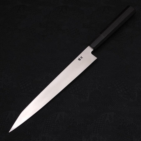Kiritsuke Yanagiba Silver Steel #3 Kasumi Büffelhorn und Ebenholz Griff 240mm-[Musashi]-[Japan-Küchenmesser]