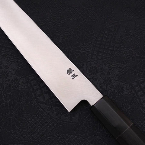 Kiritsuke Yanagiba Silver Steel #3 Kasumi Büffelhorn und Ebenholz Griff 240mm-[Musashi]-[Japan-Küchenmesser]